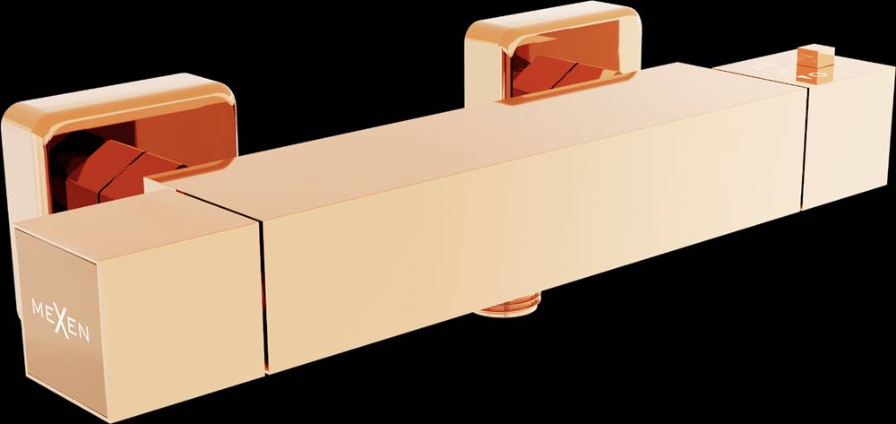 Mexen  CUBE termostatická sprchová batéria,  spodné uchytenie,  ružové-zlato,  77200-60 značky Mexen