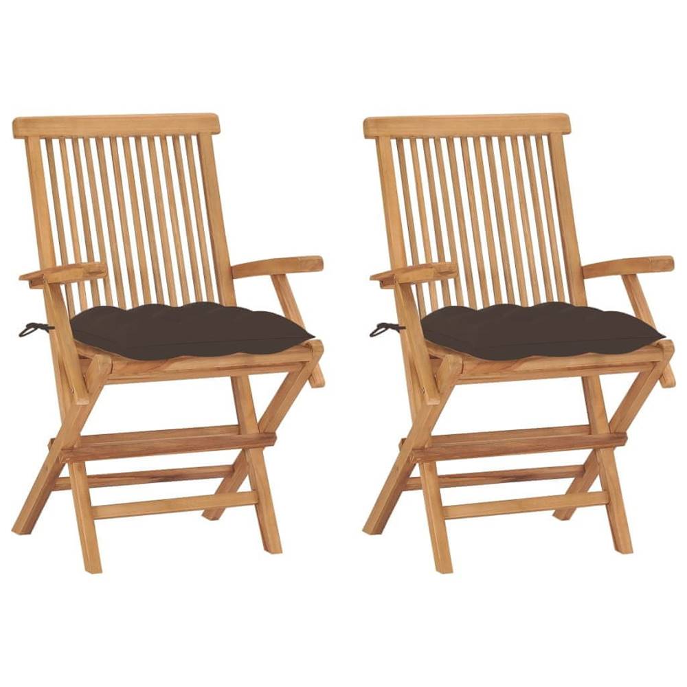 Vidaxl  Záhradné stoličky so sivohnedými podložkami 2 ks tíkový masív značky Vidaxl