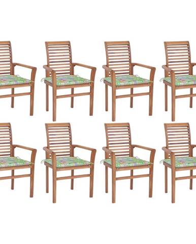 Vidaxl Jedálenské stoličky 8 ks listové podložky tíkový masív
