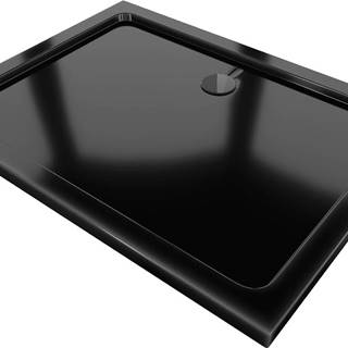 Mexen Flat,  akrylátová sprchová vanička 110x80x5 cm SLIM,  čierna,  čierny sifón,  40708011B