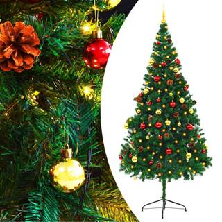Vidaxl Umelý vianočný stromček s ozdobami a LED diódami,  zelený 210 cm