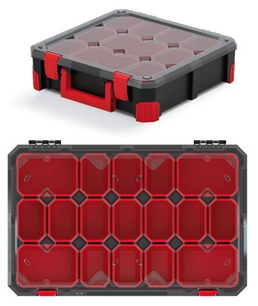 Prosperplast  Organizér na náradie so 17 priehradkami TITANO 59, 8x39x11 cm čierno-červený značky Prosperplast