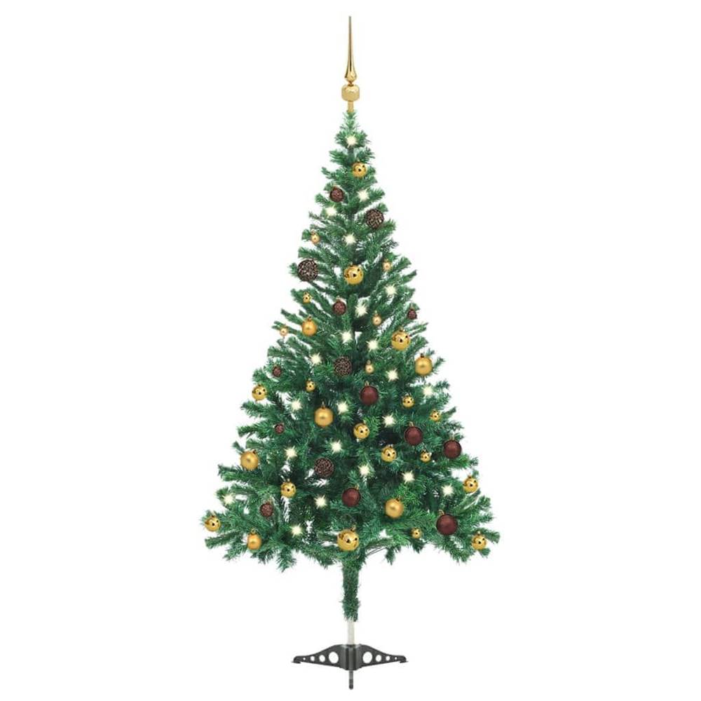 Vidaxl  Umelý vianočný stromček s LED a sadou gulí 210 cm 910 vetvičiek značky Vidaxl