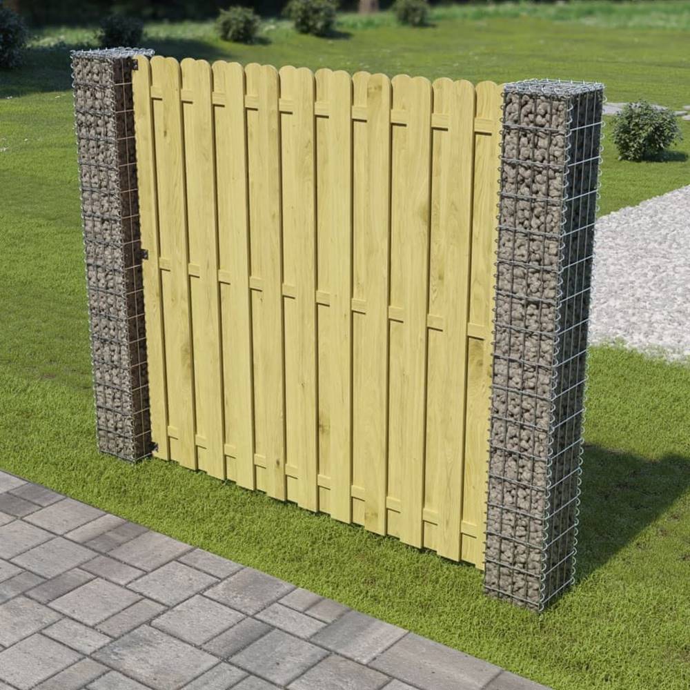Vidaxl  Záhradný plotový panel+gabiónové stĺpiky,  borovica 180x180 cm značky Vidaxl