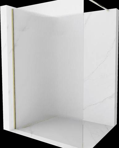 Mexen Kioto,  sprchová zástena 100 x 200 cm,  8mm sklo s rebrovým vzorom,  zlatý profil,  800-100-101-50-09
