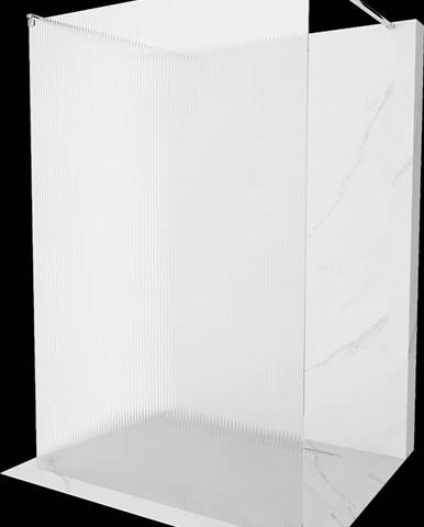 Mexen Kioto,  sprchová zástena Walk-In 130 x 200 cm,  8mm sklo s rebrovým vzorom,  chrómový profil,  800-130-002-01-09