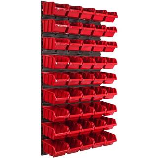 botle Úložný systém nástenný panel 58 x 117 cm s 45 ks. Krabic zavesené Červené Boxy Skladovací systém