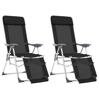 Petromila vidaXL Skladacie kempingové stoličky a opierky nôh 2ks čierne textilén
