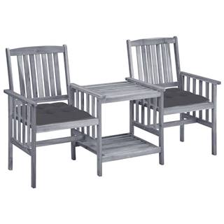 Petromila vidaXL Záhradné stoličky s čajovým stolíkom a vankúšmi akáciový masív