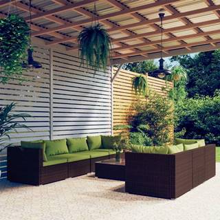 Vidaxl 8-dielna záhradná sedacia súprava s vankúšmi polyratan hnedá