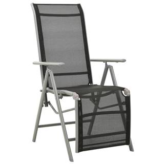 Vidaxl Sklápacia záhradná stolička hliník a textilén strieborná