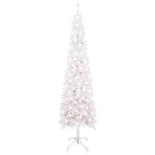 Vidaxl Úzky vianočný stromček s LED biely 210 cm