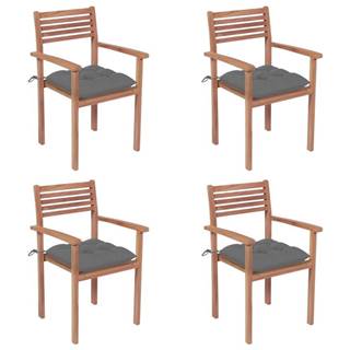 Vidaxl  Záhradné stoličky 4 ks sivé podložky teakový masív značky Vidaxl