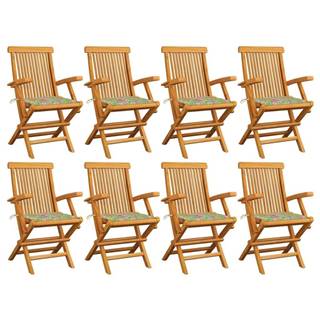 Vidaxl Záhradné stoličky s listovými podložkami 8 ks tíkový masív
