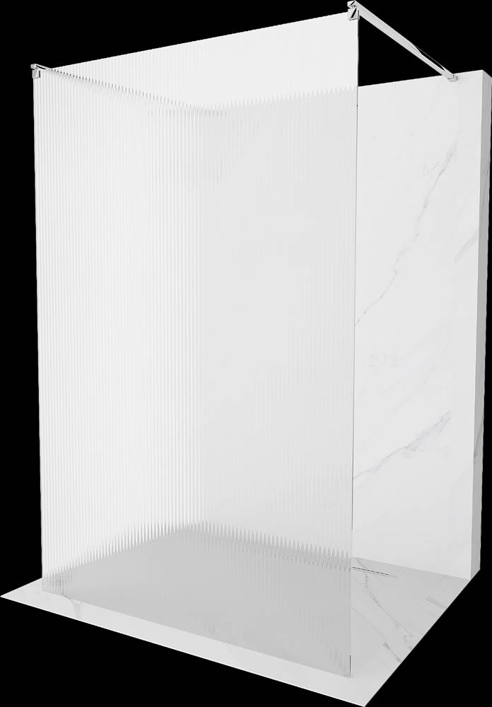 Mexen  Kioto,  sprchová zástena Walk-In 130 x 200 cm,  8mm sklo s rebrovým vzorom,  chrómový profil,  800-130-002-01-09 značky Mexen