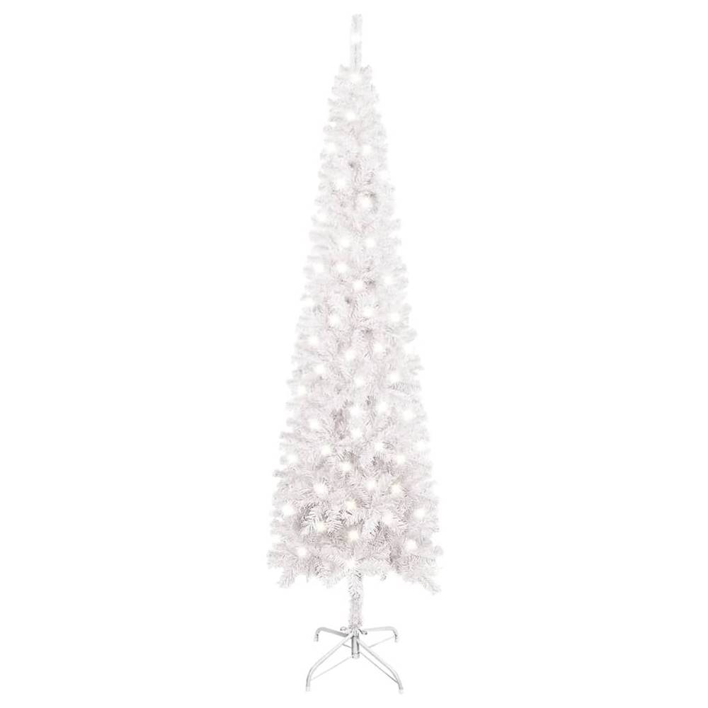 Vidaxl  Úzky vianočný stromček s LED biely 210 cm značky Vidaxl
