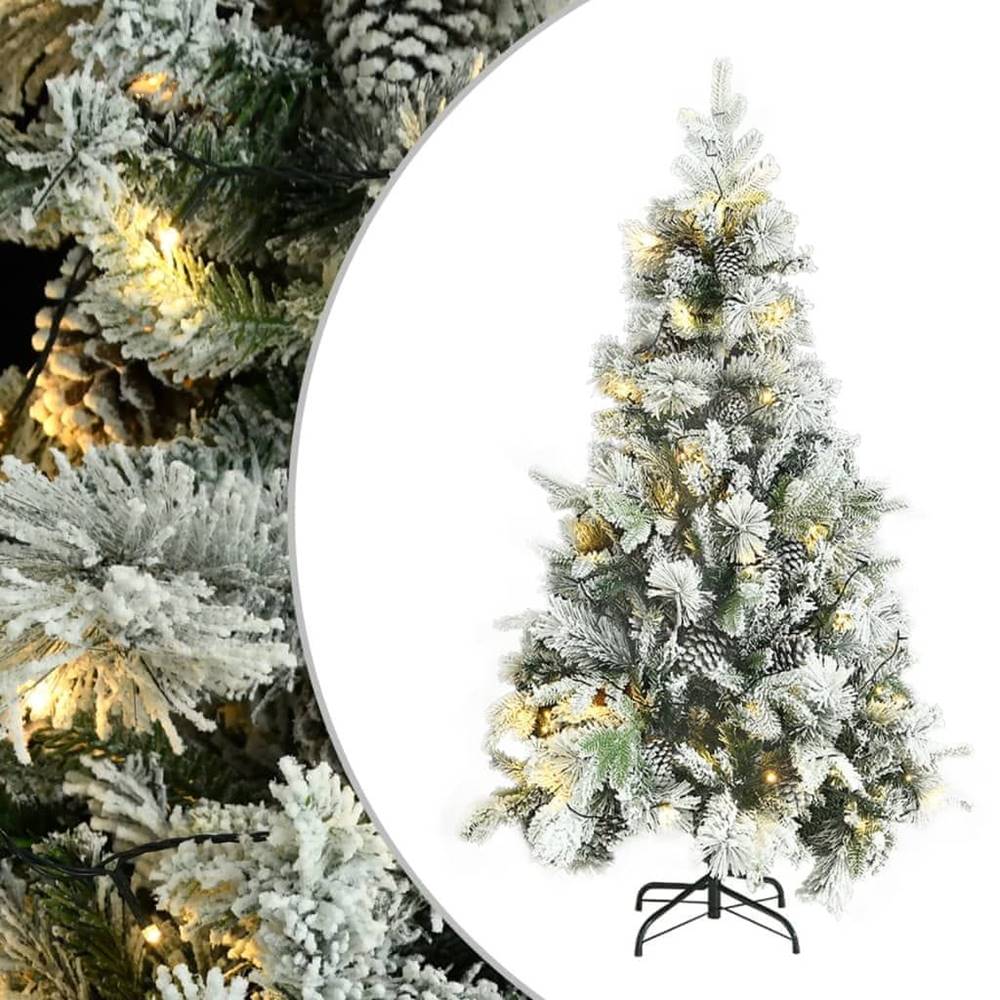 Vidaxl  Vianočný stromček s vločkami,  LED a šiškami 195 cm PVC a PE značky Vidaxl