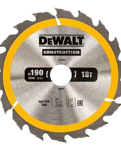 DeWalt Kotúčová píla na drevo 190/30 mm,  18 zubov