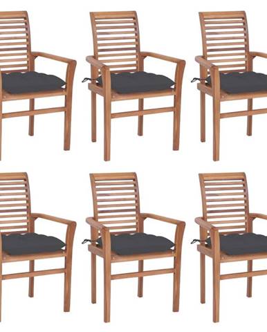 Vidaxl Jedálenské stoličky 6 ks antracitové sedáky tíkový masív