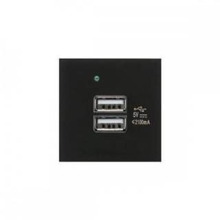 Maclean MCE728B Zásuvka USBx2 s nabíjačkou,  duálna 2, 1 A,  čierna 75815