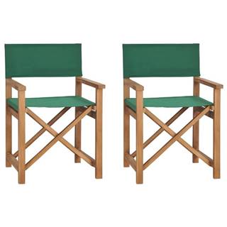 Petromila vidaXL Skladacie režisérske stoličky 2 ks zelené tíkový masív