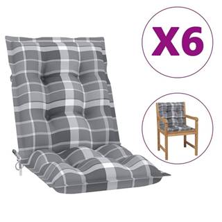 Vidaxl Podložky na záhradné stoličky 6 ks,  sivé,  kockované 100x50x7 cm