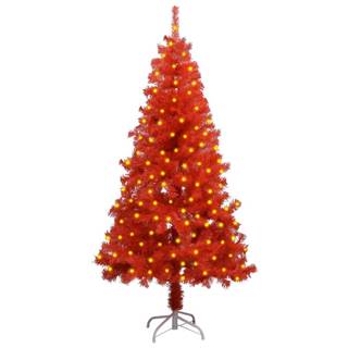 Vidaxl Umelý vianočný stromček s LED a podstavcom červený 150 cm PVC