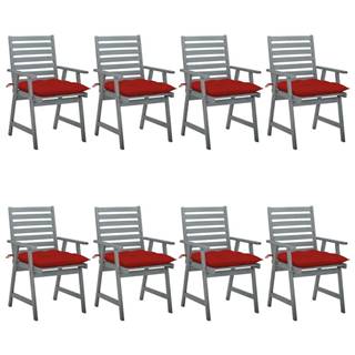 Vidaxl Záhradné jedálenské stoličky s vankúšmi 8 ks akáciový masív
