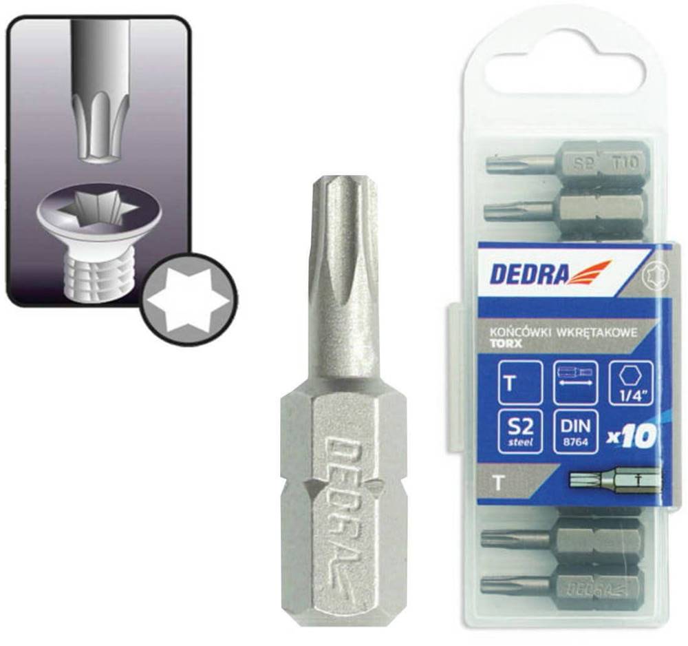 Dedra  Skrutkové bity Torx T15x25mm, 10ks plastové puzdro - 18A03T150-10 značky Dedra