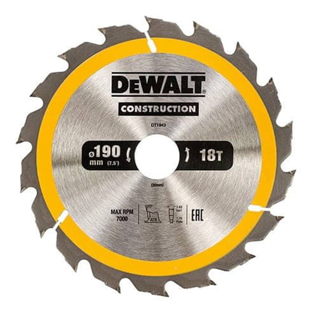 DeWalt  Kotúčová píla na drevo 190/30 mm,  18 zubov značky DeWalt