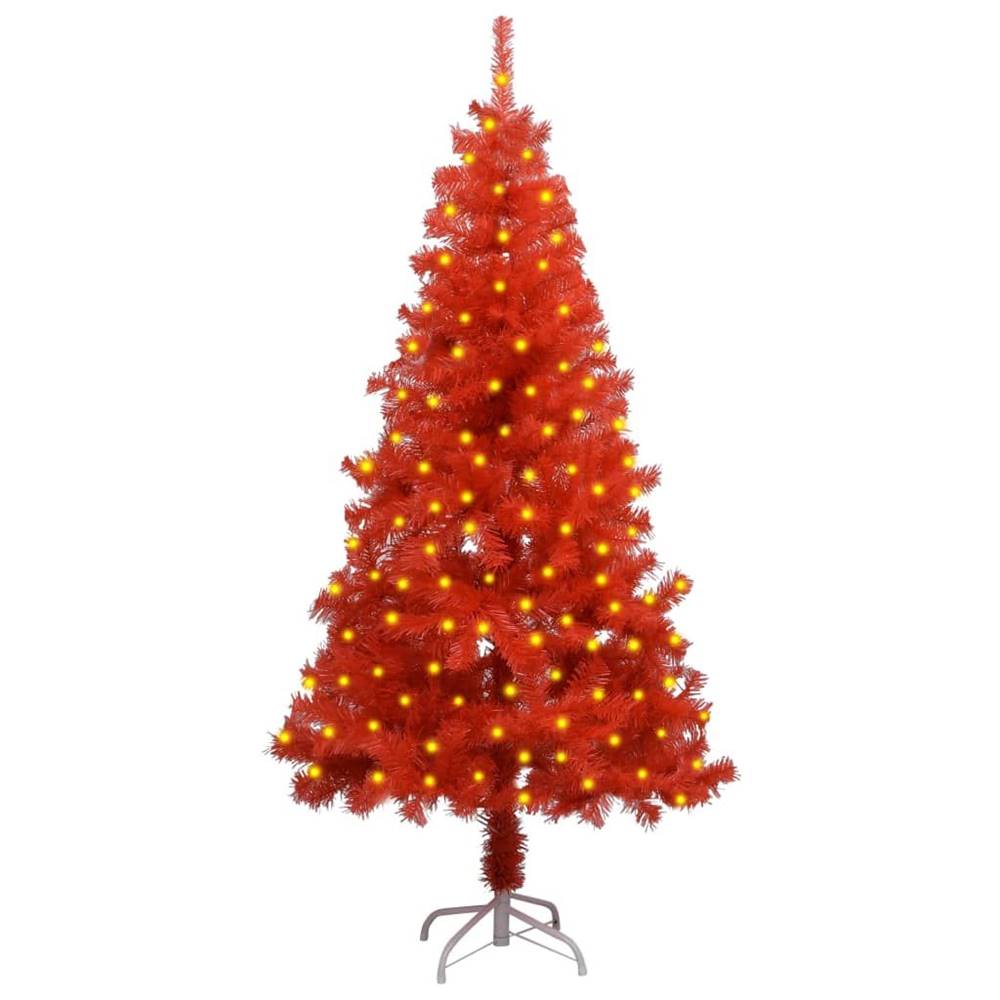 Vidaxl  Umelý vianočný stromček s LED a podstavcom červený 150 cm PVC značky Vidaxl
