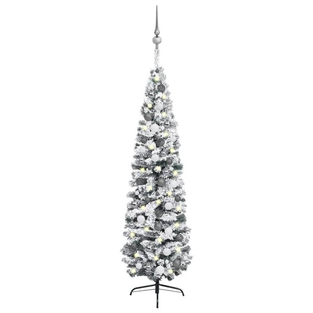 Vidaxl  Úzky vianočný stromček s LED a sadou gulí zelený 210 cm značky Vidaxl
