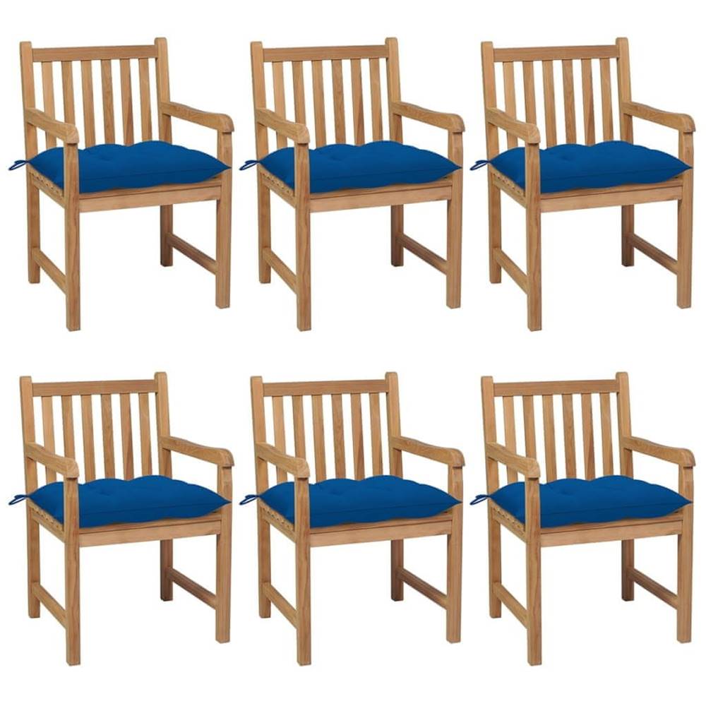 Vidaxl  Záhradné stoličky 6 ks s modrými podložkami tíkový masív značky Vidaxl