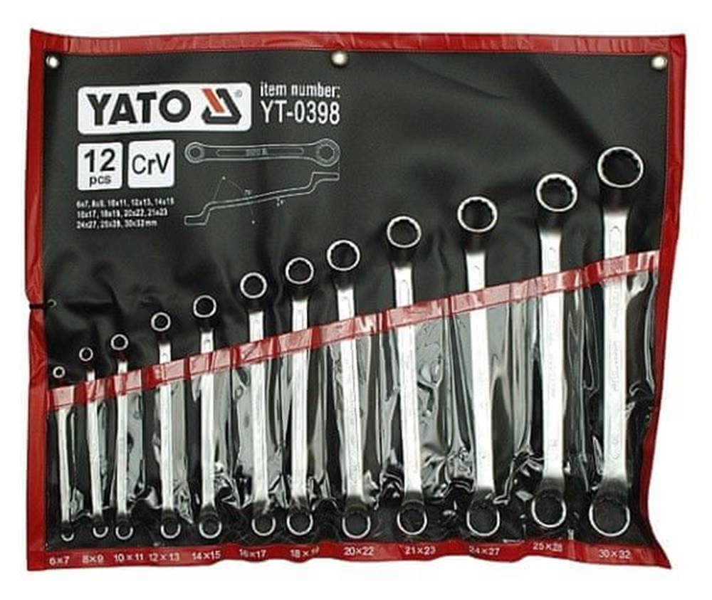 YATO  Sada kľúčov očkových 12ks 6-32 mm ohnuté značky YATO